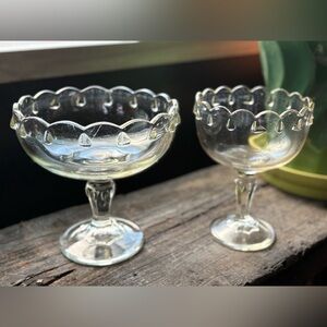 Elegant Clear Glass Compote Set Indiana Glass 1960’s